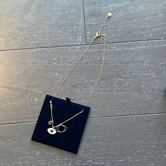 NEW in box Swarovski Symbolica Pendant Necklace Evil Eye Blue Gold-Tone Plated - Picture 2 of 6